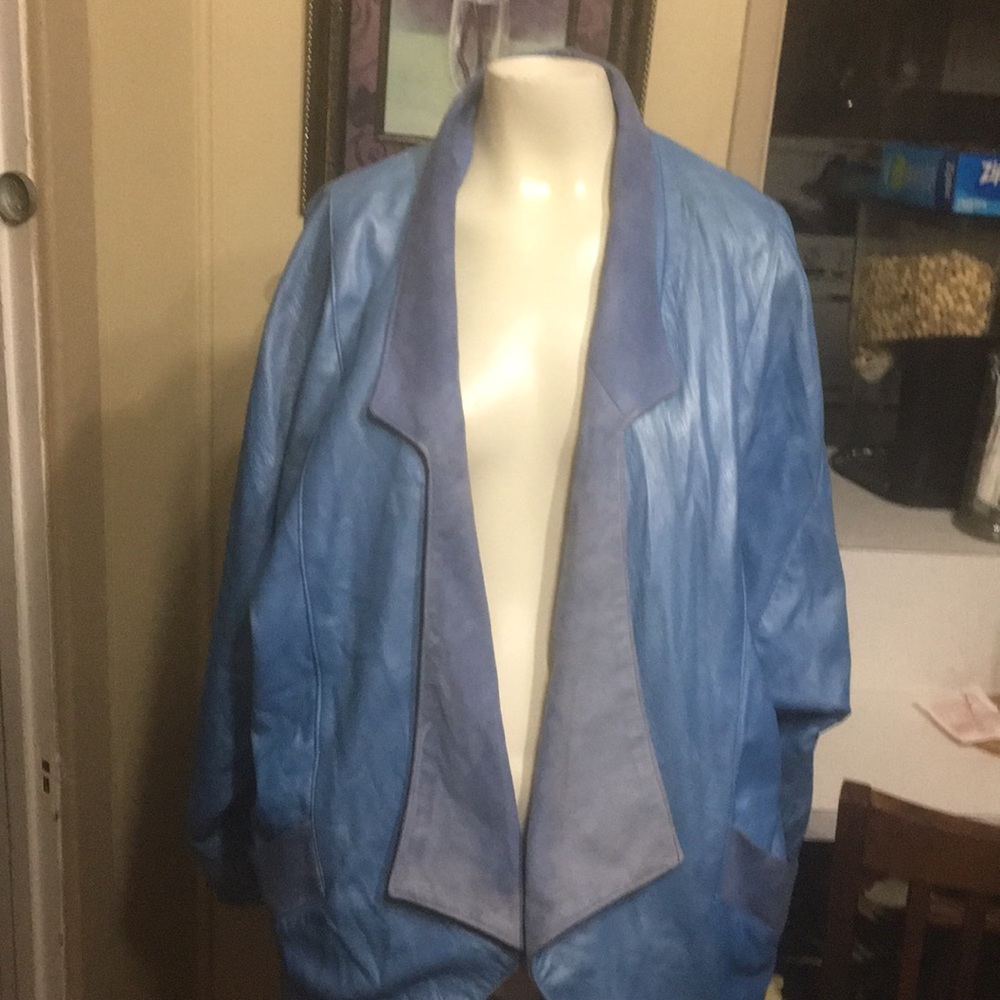 80’s blue soft Genuine leather jacket.